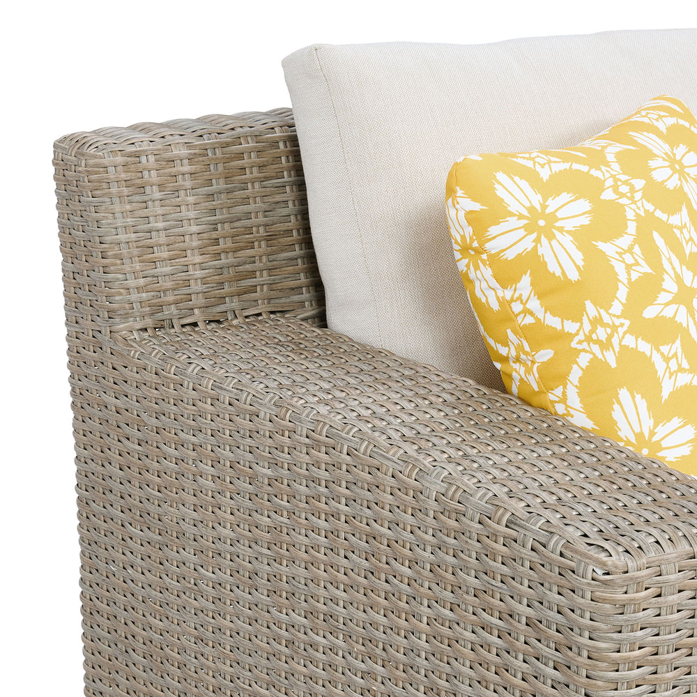 Ollie - Sofa With 2 Yellow Pillows - Tan And Olefin White Cream