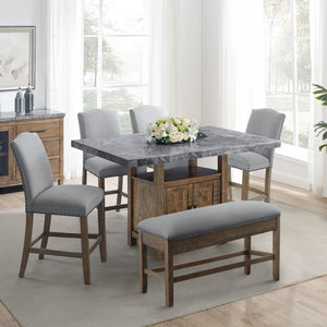 Grayson - Counter Dining Set - Distressed Wood Base