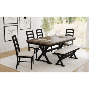 Tulane - 6 Piece Dining Set With Table, 4 Chairs, And Bench - Oak And Black