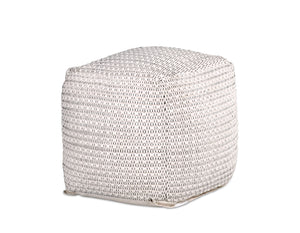 Hakim - Square Handwoven Woolen Pouf - White