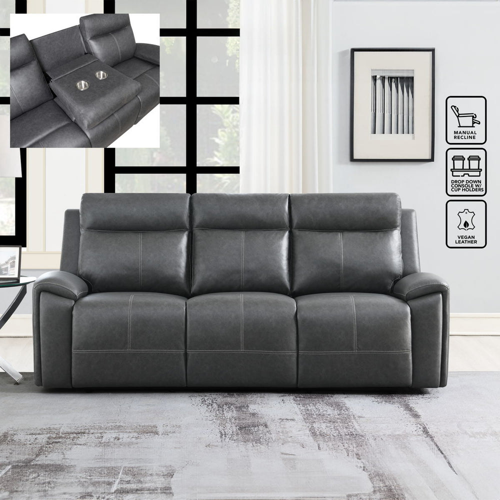 Gaston - Manual Reclining Loveseat - Gray