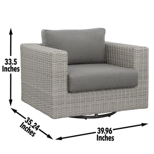 Blakley - Outdoor Swilvel Chair (Set of 2) With Half Round Wicker - Gray