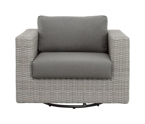 Blakley - Outdoor Swilvel Chair (Set of 2) With Half Round Wicker - Gray