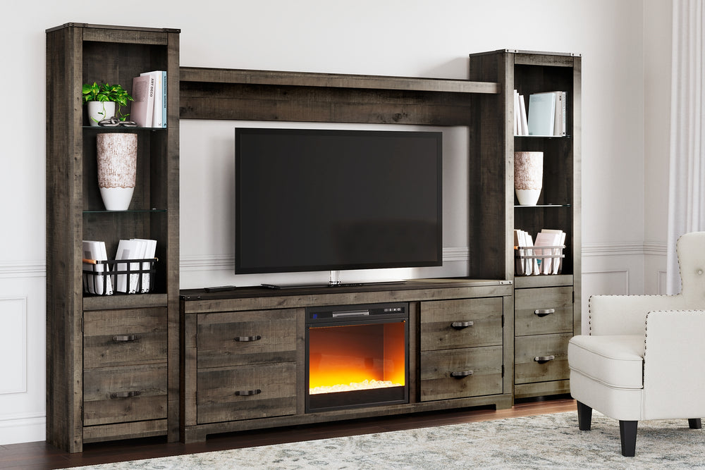 Trinell 4-Piece Entertainment Center with Electric Fireplace